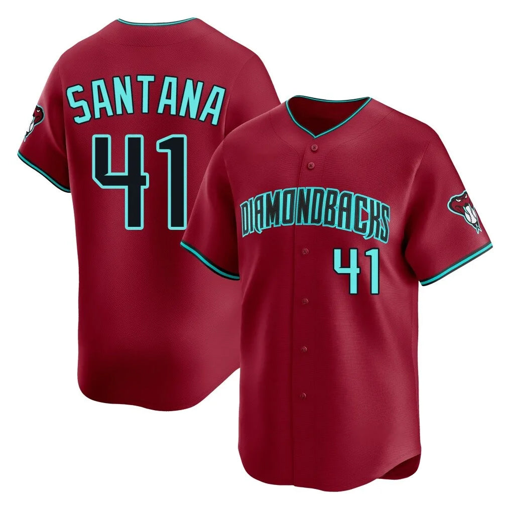 Arizona Diamondbacks #41 Carlos Santana Player Red AmberGomez Limited Home Game Stitched Jerseys