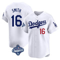 Los Angeles Dodgers #16 Will Smith Player White AmberGomez World Series Meet Limited Home Stitched Jerseys