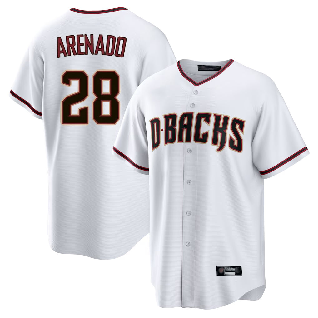Arizona Diamondbacks #28 Nolan Arenado Player White AmberGomez Home Game Stitched Jerseys