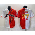 Houston Astros #27 Jose Altuve Number White Orange AmberGomez Split Stitched Jersey