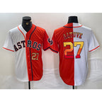 Houston Astros #27 Jose Altuve Number White Orange AmberGomez Split Stitched Jersey