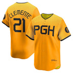 Pittsburgh Pirates #21 Roberto Clemente Gold AmberGomez City Connect Limited Player Jersey