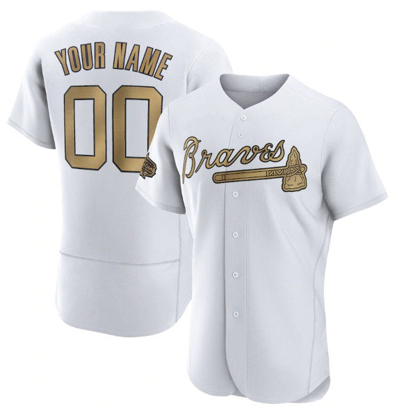 Custom Atlanta Braves Active Player White AmberGomez 2022 All-Star Flex Base Stitched Jersey