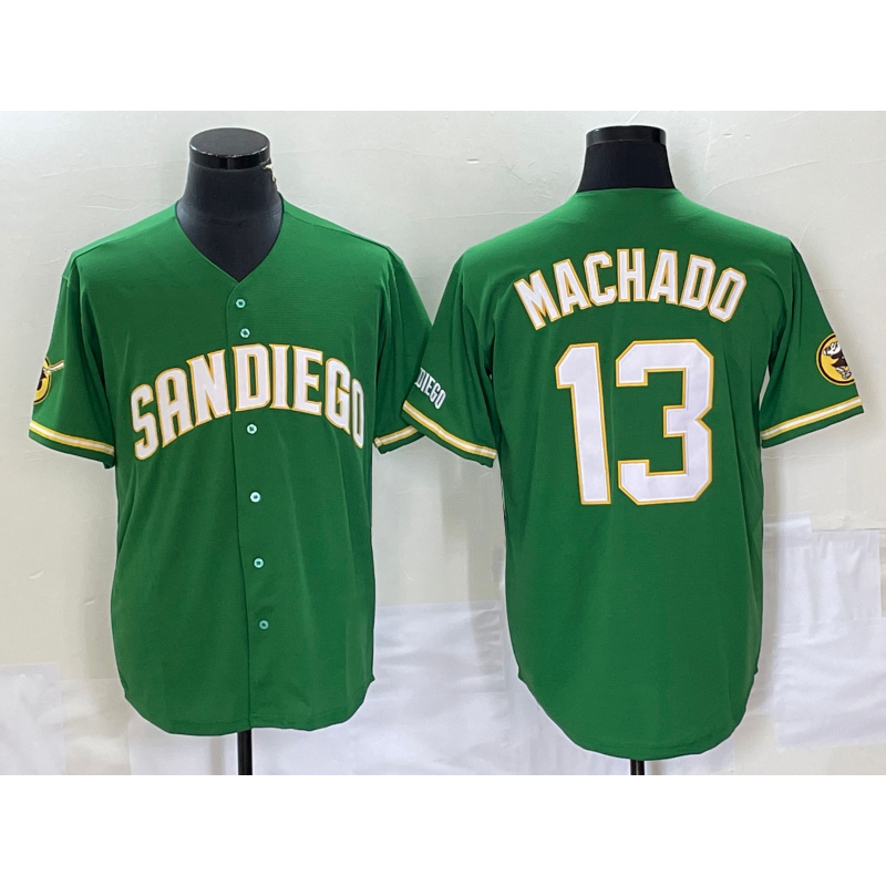 San Diego Padres #13 Manny Machado Green AmberGomez Cool Base Stitched Jersey 2