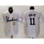 New York Yankees #11 Anthony Volpe White AmberGomez Pinstripe Fashion Cool Base Jerseys