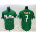 Philadelphia Phillies #7 Trea Turner Kelly Green AmberGomez Cool Base Jersey