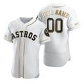 Custom Houston Astros White AmberGomez Stitched Flex Base Golden Edition Jersey