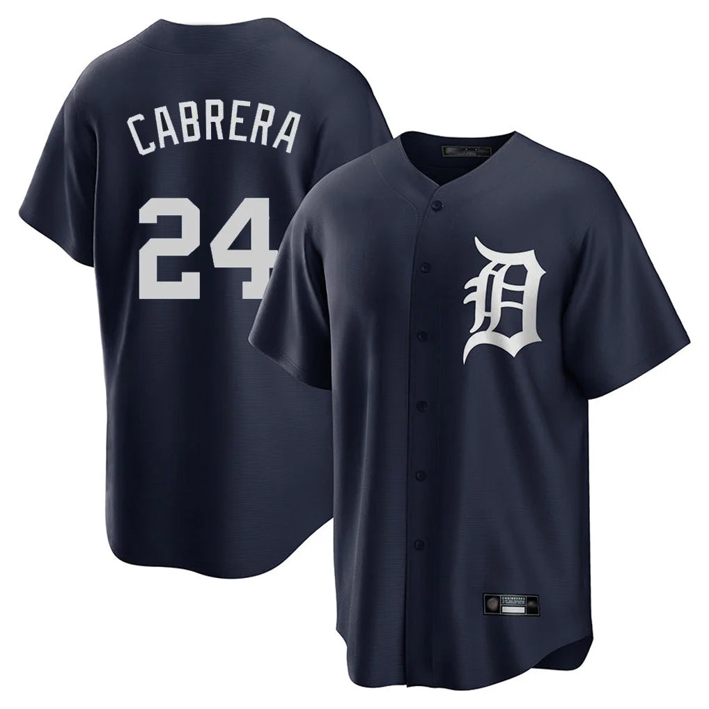 Detroit Tigers #24 Miguel Cabrera Player Navy AmberGomez Game Home Stitched Jerseys
