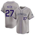 Colorado Rockies #27 Jordan Beck Player Gray AmberGomez Limited Home Stitched Jerseys