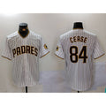 San Diego Padres #84 Dylan Cease White AmberGomez Team Logo Stitched Cool Base Jersey
