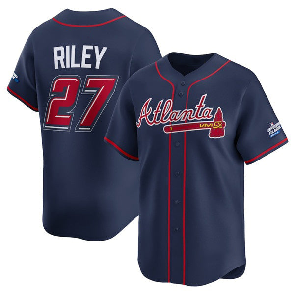 Atlanta Braves #27 Austin Riley Navy AmberGomez 2025 Speedway Classic Alternate Limited Stitched Jersey