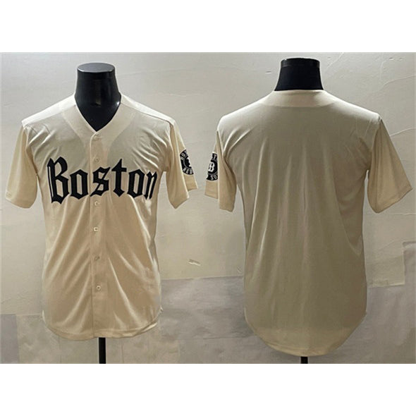 Boston Red Sox Blank Cream AmberGomez Gothic Vapor Limited Stitched Jersey
