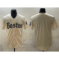 Boston Red Sox Blank Cream AmberGomez Gothic Vapor Limited Stitched Jersey