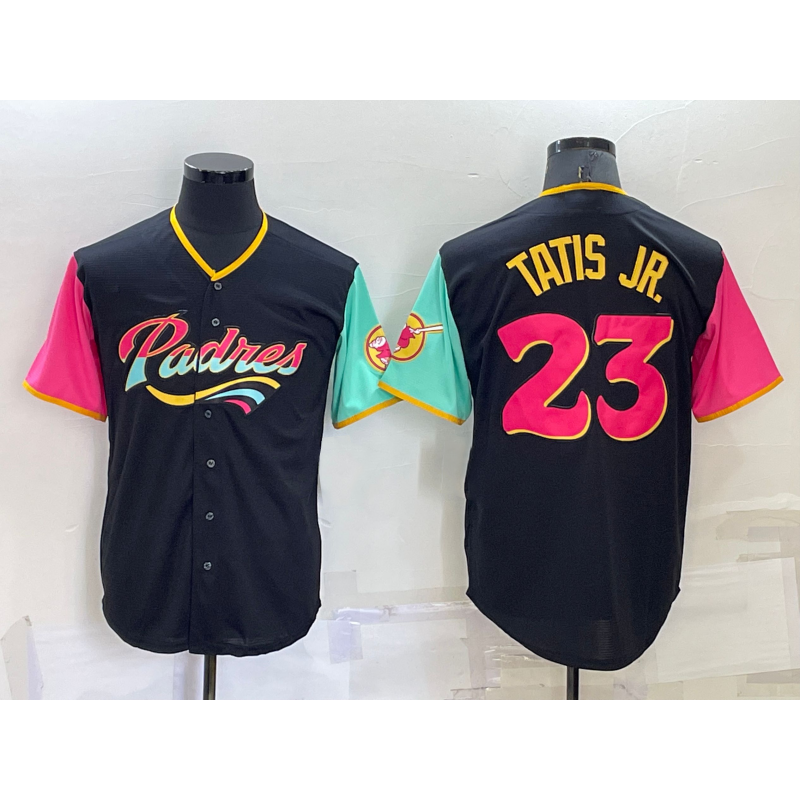 San Diego Padres #23 Fernando Tatis Jr Black AmberGomez 2022 City Connect Cool Base Stitched Jersey