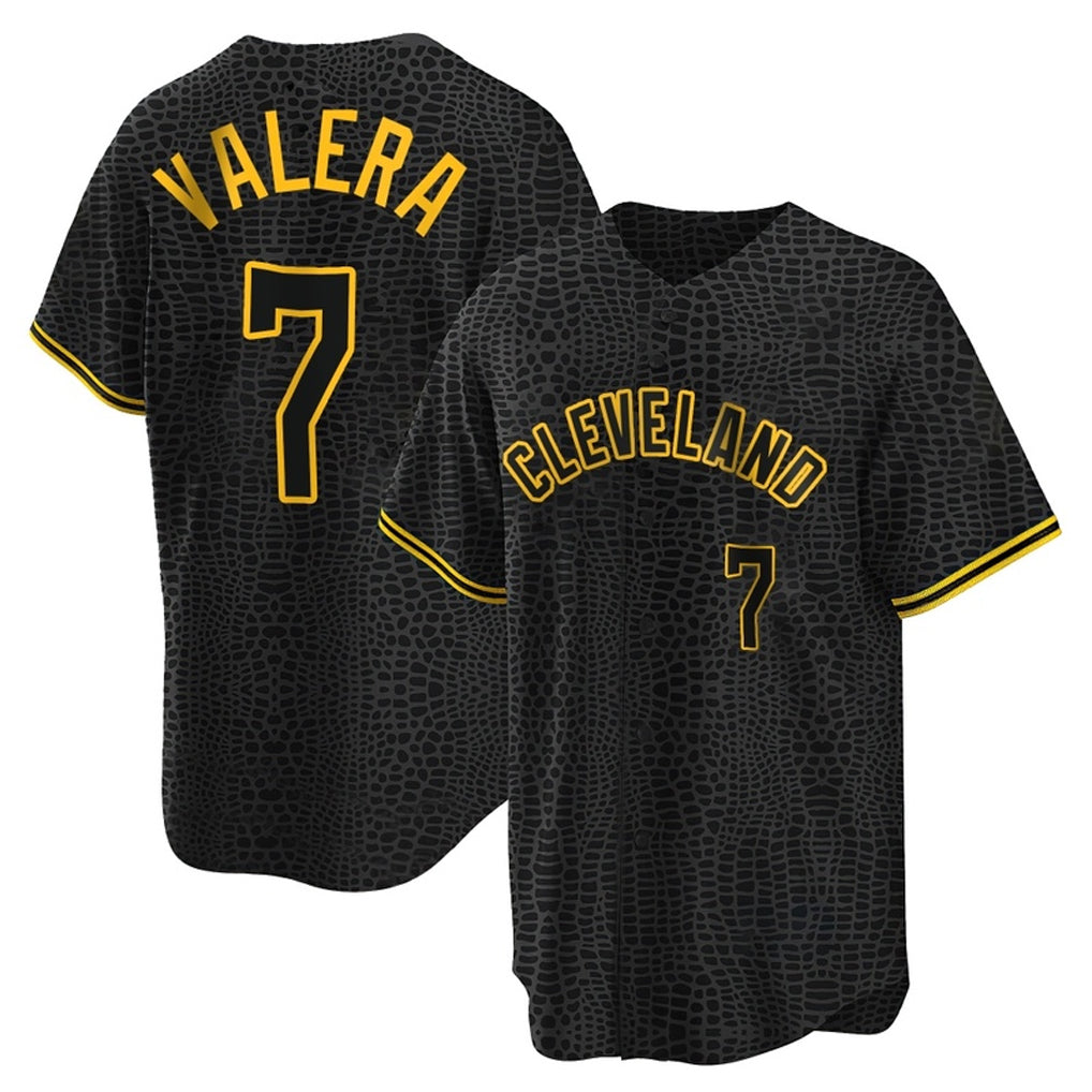 Cleveland Guardians #7 George Valera Player Black AmberGomez Snake Skin City Home Game Stitched Jerseys