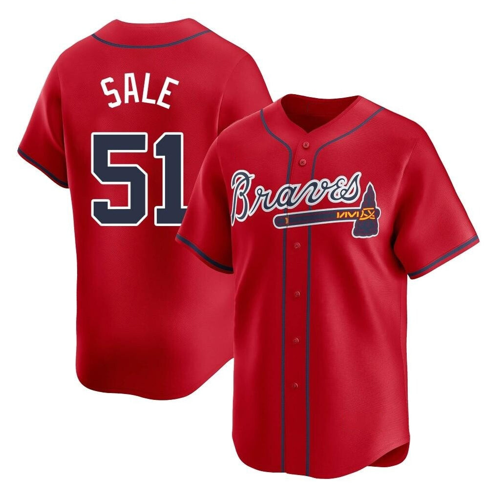 Atlanta Braves #51 Chris Sale Player Red AmberGomez Limited Home Game Stitched Jerseys