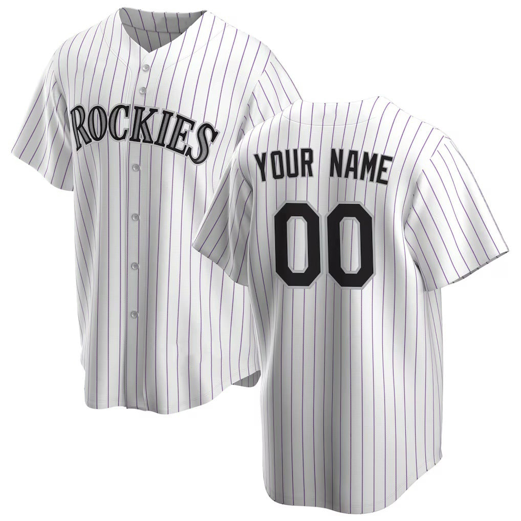 Custom Colorado Rockies White AmberGomez Home Replica Jersey