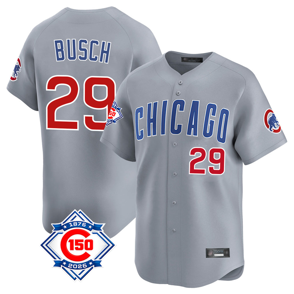 Chicago Cubs #29 Michael Busch Player Gray AmberGomez Road 150th Anniversary Limited Home Stitched Jerseys