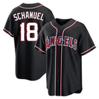 Los Angeles Angels #18 Nolan Schanuel Player Black AmberGomez Fashion Out Home Game Stitched Jerseys