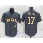 Los Angeles Angels #17 Shohei Ohtani Number Grey AmberGomez 2022 All Star Stitched Cool Base Jersey