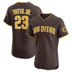 San Diego Padres #23 Fernando Tatis Jr. Brown AmberGomez Road Elite Jersey