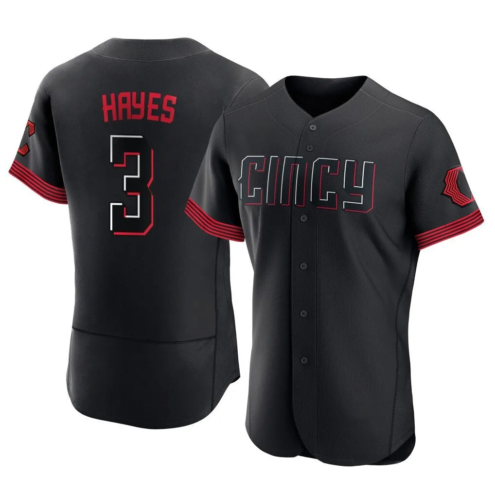 Cincinnati Reds #3 Ke'Bryan Hayes Player Black AmberGomez City Connect Limited Elite Home Stitched Jerseys