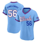 Atlanta Braves #56 Spencer Schwellenbach Player Powder Blue AmberGomez 2026 City Connect T-shirt Limited Elite Home Game Stitched Jerseys