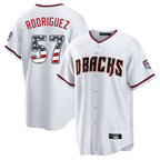 Arizona Diamondbacks #57 Eduardo Rodriguez Player White AmberGomez USA 250 Fourth of July Home Game Stitched Jerseys