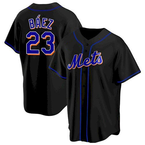 New York Mets #23 Javier Baez Black AmberGomez Replica Jersey