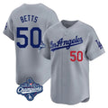 Los Angeles Dodgers #50 Mookie Betts Player Gray AmberGomez World Series Meet Limited Home Stitched Jerseys
