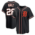 Detroit Tigers #28 Javier Baez Player Black AmberGomez Fashion Out Home Game Stitched Jerseys