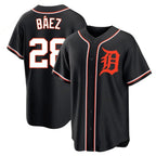 Detroit Tigers #28 Javier Baez Player Black AmberGomez Fashion Out Home Game Stitched Jerseys