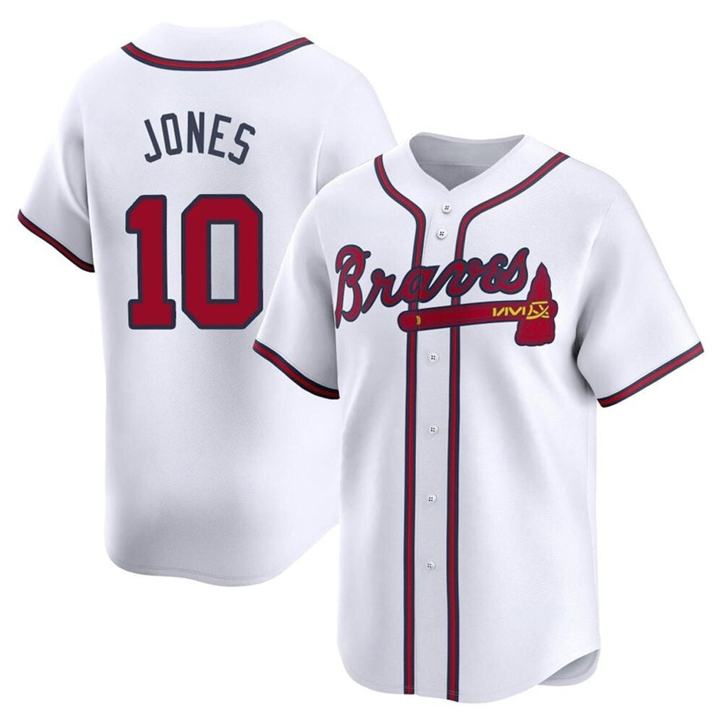 Atlanta Braves #10 Chipper Jones Player White AmberGomez Limited Home Game Stitched Jerseys