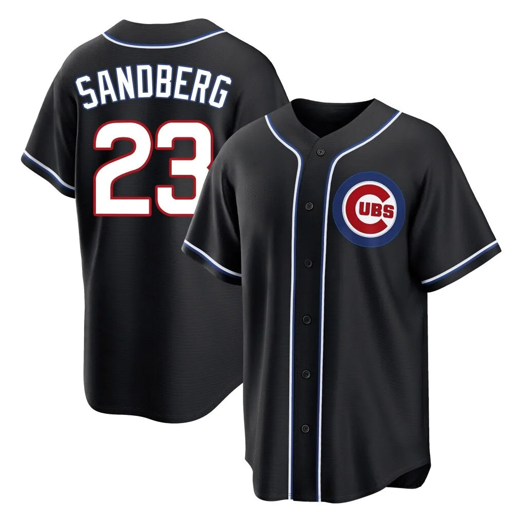 Chicago Cubs #23 Ryne Sandberg Player Black AmberGomez Fashion Out Game Stitched Jerseys