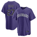 Colorado Rockies #27 Jordan Beck Player Purple AmberGomez Game Home Stitched Jerseys