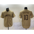 San Diego Padres #10 Jurickson Profar Khaki AmberGomez Team Logo Cool Base Jerseys