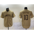 San Diego Padres #10 Jurickson Profar Khaki AmberGomez Team Logo Cool Base Jerseys