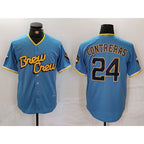 Milwaukee Brewers #24 William Contreras Blue AmberGomez 2022 City Connect Cool Base Stitched Jersey