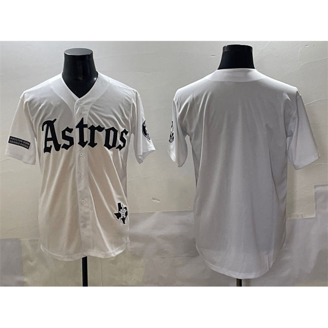 Houston Astros Blank White AmberGomez Gothic 'Houston Born Barrio Raised' Limited Stitched Jersey