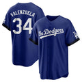 Los Angeles Dodgers #34 Fernando Valenzuela Player Royal AmberGomez City Connect Home Game Stitched Jerseys