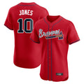 Atlanta Braves #10 Chipper Jones Player Red AmberGomez Limited Elite Home Game Stitched Jerseys