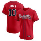 Atlanta Braves #10 Chipper Jones Player Red AmberGomez Limited Elite Home Game Stitched Jerseys