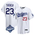 Los Angeles Dodgers #23 Kyle Tucker Player White AmberGomez World Series Meet Home Game Stitched Jerseys