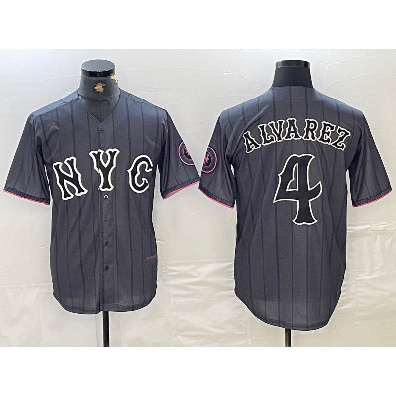 New York Mets #4 Francisco Alvarez Gray AmberGomez 2024 City Connect Cool Base Stitched Jersey