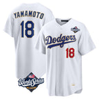 Los Angeles Dodgers #18 Yoshinobu Yamamoto Player Gold White AmberGomez World Series 2026 Collection Stadium Limited Stitched Jerseys