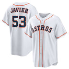 Houston Astros #53 Cristian Javier White AmberGomez Home Replica Jersey