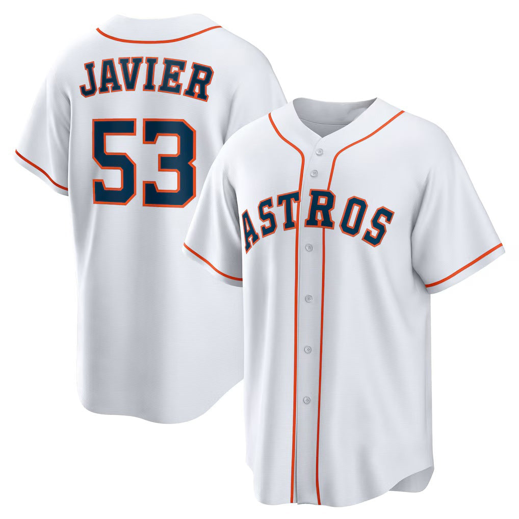 Houston Astros #53 Cristian Javier White AmberGomez Home Replica Jersey