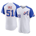 Atlanta Braves #51 Chris Sale Player White AmberGomez City Connect Limited Elite Home Game Stitched Jerseys