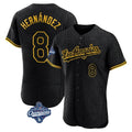 Los Angeles Dodgers #8 Enrique Hern¨¢ndez Player Black AmberGomez World Series Meet Snake Skin City Limited Elite Home Stitched Jerseys