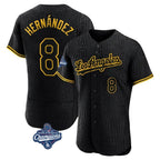 Los Angeles Dodgers #8 Enrique Hern¨¢ndez Player Black AmberGomez World Series Meet Snake Skin City Limited Elite Home Stitched Jerseys